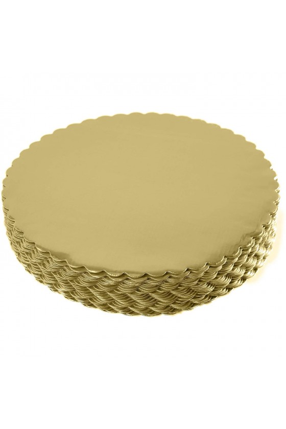 Disco para torta dorado 21 cm borde ondulado