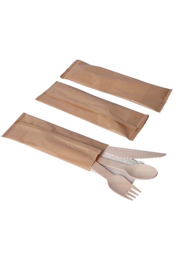 Kit de cuchara cuchillo tenedor servilleta embolsado 4 piezas