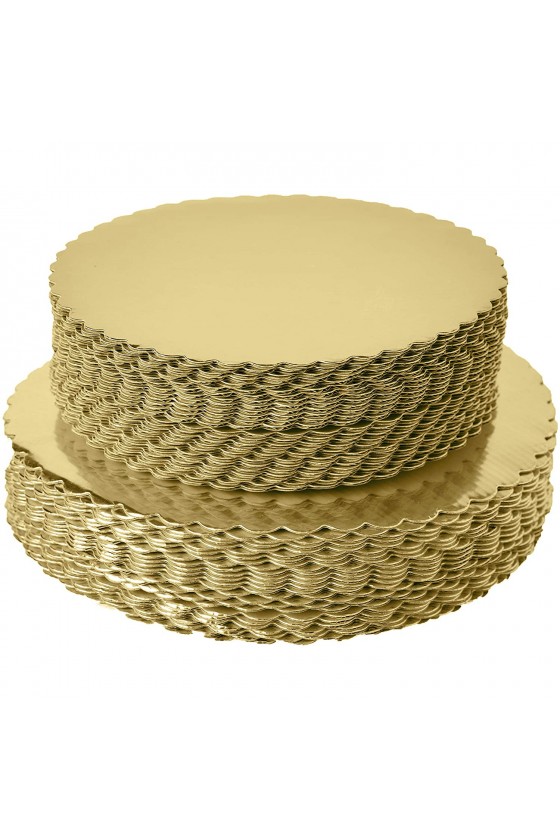 Disco para torta dorado 26 cm borde ondulado