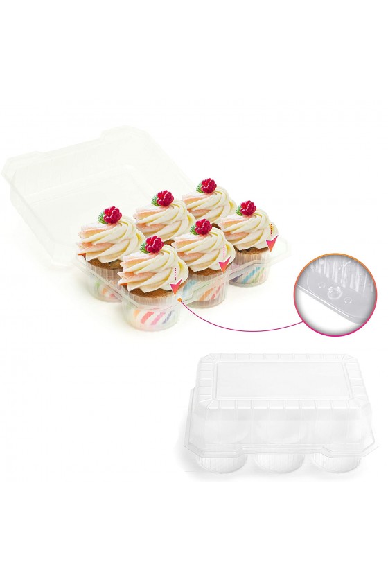Envase plástico para 6 cupcake